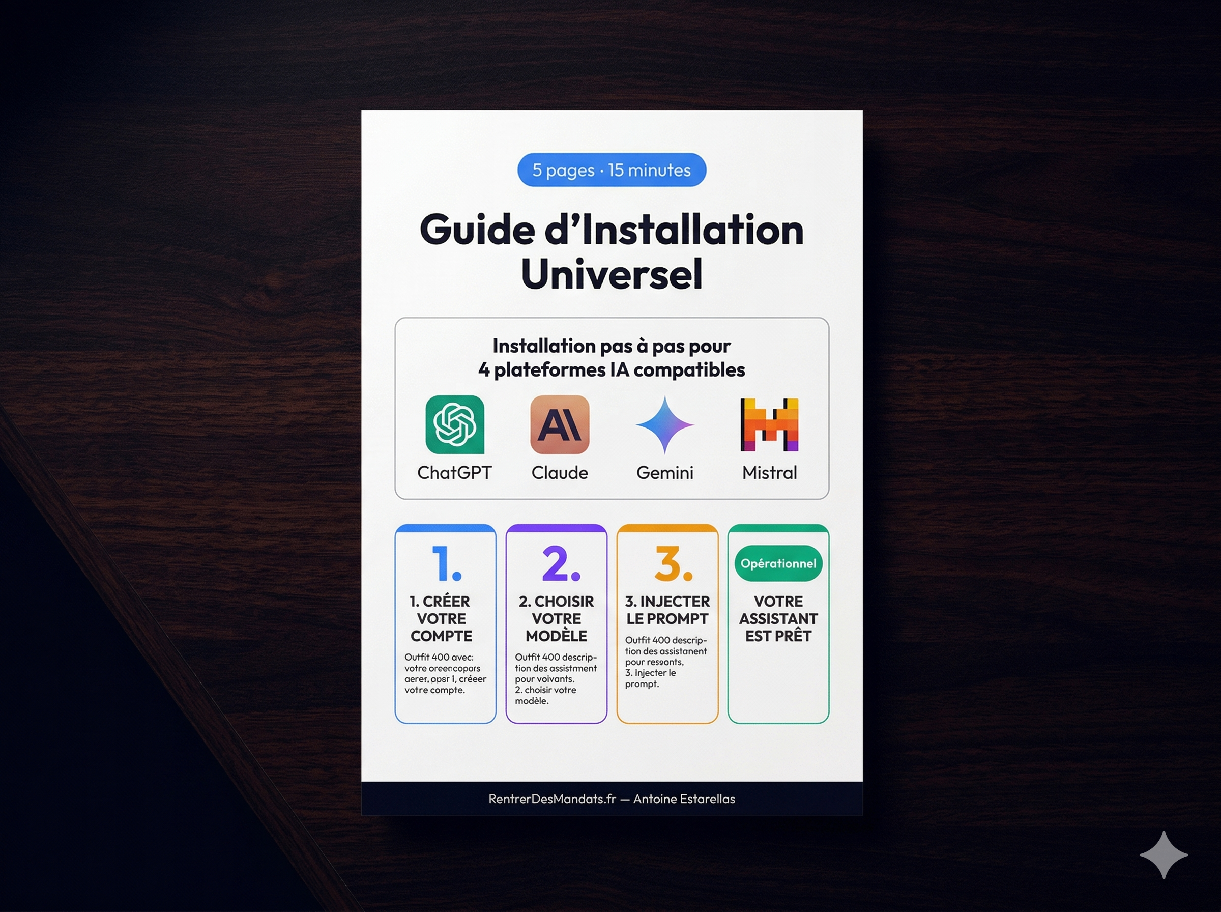 Guide installation assistants IA immobilier — ChatGPT Claude Gemini Mistral, 5 pages